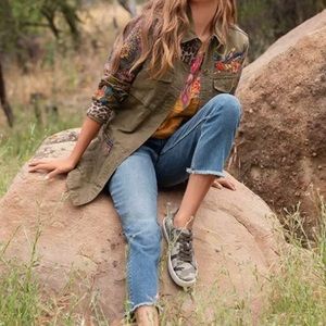 JOHNNY WAS PATCH WORK MILITARY JACKET